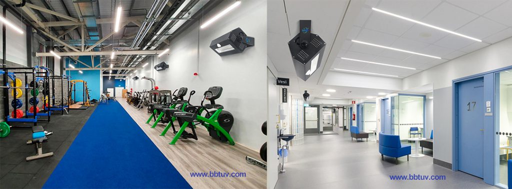 UV disinfection in fitness center, 222nm UV Lamp, 222nm Excimer Light, UV disinfection in public places in hospitals,222nm germicidal lamp application scenarios